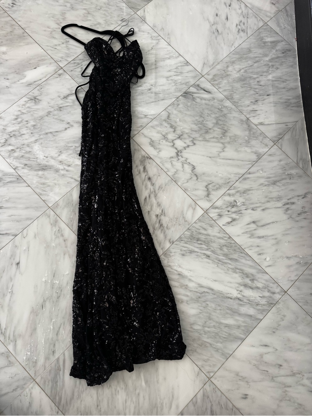 Elegant Black Sequin Evening Gown